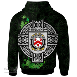 ScotsTee Shop Irish House of O'CASEY Coat of Arms Irish Hoodie Celtic Ireland Coat Of Arms Badge Pewter Harp Pin