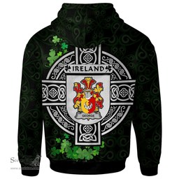 ScotsTee Shop Irish George Coat of Arms Irish Hoodie Celtic Ireland Coat Of Arms Badge Pewter Harp Pin