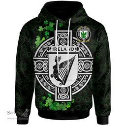 ScotsTee Shop Irish House of MACENIRY Coat of Arms Irish Hoodie Celtic Ireland Coat Of Arms Badge Pewter Harp Pin