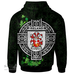 ScotsTee Shop Irish Grace Coat of Arms Irish Hoodie Celtic Ireland Coat Of Arms Badge Pewter Harp Pin