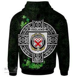 ScotsTee Shop Irish House of FITZGIBBON Coat of Arms Irish Hoodie Celtic Ireland Coat Of Arms Badge Pewter Harp Pin