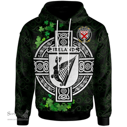ScotsTee Shop Irish House of FITZGIBBON Coat of Arms Irish Hoodie Celtic Ireland Coat Of Arms Badge Pewter Harp Pin