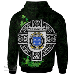 ScotsTee Shop Irish House of DARCY Coat of Arms Irish Hoodie Celtic Ireland Coat Of Arms Badge Pewter Harp Pin