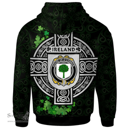 ScotsTee Shop Irish House of O'CONNOR (Don) Coat of Arms Irish Hoodie Celtic Ireland Coat Of Arms Badge Pewter Harp Pin