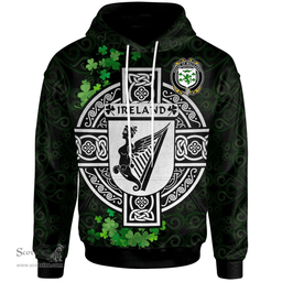 ScotsTee Shop Irish House of MACGARRY Coat of Arms Irish Hoodie Celtic Ireland Coat Of Arms Badge Pewter Harp Pin
