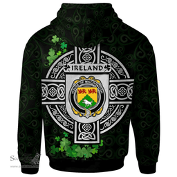 ScotsTee Shop Irish House of MACDONOGH (Connacht) Coat of Arms Irish Hoodie Celtic Ireland Coat Of Arms Badge Pewter Harp Pin