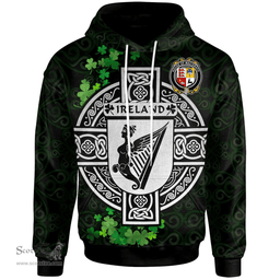 ScotsTee Shop Irish House of MACGRATH Coat of Arms Irish Hoodie Celtic Ireland Coat Of Arms Badge Pewter Harp Pin
