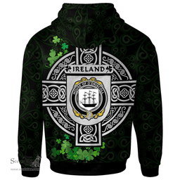 ScotsTee Shop Irish House of O'DRISCOLL Coat of Arms Irish Hoodie Celtic Ireland Coat Of Arms Badge Pewter Harp Pin