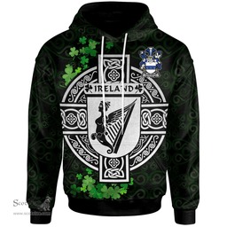 ScotsTee Shop Irish Harforth Coat of Arms Irish Hoodie Celtic Ireland Coat Of Arms Badge Pewter Harp Pin