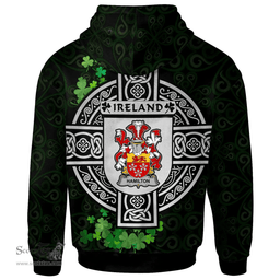ScotsTee Shop Irish Hamilton Coat of Arms Irish Hoodie Celtic Ireland Coat Of Arms Badge Pewter Harp Pin