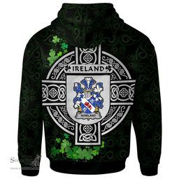 ScotsTee Shop Irish Nowland Coat of Arms Irish Hoodie Celtic Ireland Coat Of Arms Badge Pewter Harp Pin