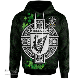 ScotsTee Shop Irish Lyons or Lyne Coat of Arms Irish Hoodie Celtic Ireland Coat Of Arms Badge Pewter Harp Pin