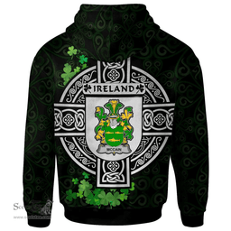 ScotsTee Shop Irish McCain or O'Kane Coat of Arms Irish Hoodie Celtic Ireland Coat Of Arms Badge Pewter Harp Pin