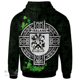 ScotsTee Shop Irish Lee or O'Lee Coat of Arms Irish Hoodie Celtic Ireland Coat Of Arms Badge Pewter Harp Pin