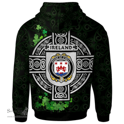 ScotsTee Shop Irish House of O'NEILL Coat of Arms Irish Hoodie Celtic Ireland Coat Of Arms Badge Pewter Harp Pin