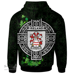 ScotsTee Shop Irish Kinnane or O'Kinane Coat of Arms Irish Hoodie Celtic Ireland Coat Of Arms Badge Pewter Harp Pin