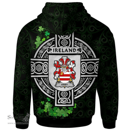 ScotsTee Shop Irish Kirby or O'Kirby Coat of Arms Irish Hoodie Celtic Ireland Coat Of Arms Badge Pewter Harp Pin