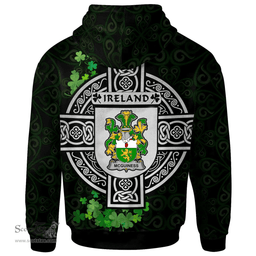 ScotsTee Shop Irish McGuiness or McGenis Coat of Arms Irish Hoodie Celtic Ireland Coat Of Arms Badge Pewter Harp Pin
