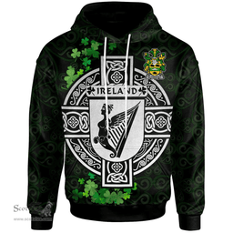 ScotsTee Shop Irish McSweeney Coat of Arms Irish Hoodie Celtic Ireland Coat Of Arms Badge Pewter Harp Pin