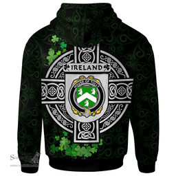 ScotsTee Shop Irish House of TULLY (MACATILLA)) Coat of Arms Irish Hoodie Celtic Ireland Coat Of Arms Badge Pewter Harp Pin