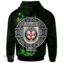 ScotsTee Shop Irish House of O'NOLAN Coat of Arms Irish Hoodie Celtic Ireland Coat Of Arms Badge Pewter Harp Pin