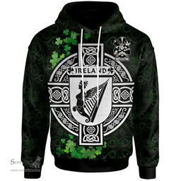 ScotsTee Shop Irish Loftus Coat of Arms Irish Hoodie Celtic Ireland Coat Of Arms Badge Pewter Harp Pin