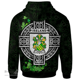 ScotsTee Shop Irish Pearse Coat of Arms Irish Hoodie Celtic Ireland Coat Of Arms Badge Pewter Harp Pin