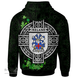 ScotsTee Shop Irish Pendleton Coat of Arms Irish Hoodie Celtic Ireland Coat Of Arms Badge Pewter Harp Pin
