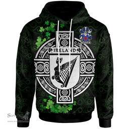 ScotsTee Shop Irish Pendleton Coat of Arms Irish Hoodie Celtic Ireland Coat Of Arms Badge Pewter Harp Pin