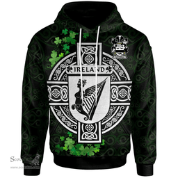 ScotsTee Shop Irish Luttrell Coat of Arms Irish Hoodie Celtic Ireland Coat Of Arms Badge Pewter Harp Pin