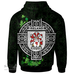 ScotsTee Shop Irish McGrane or McGrann Coat of Arms Irish Hoodie Celtic Ireland Coat Of Arms Badge Pewter Harp Pin