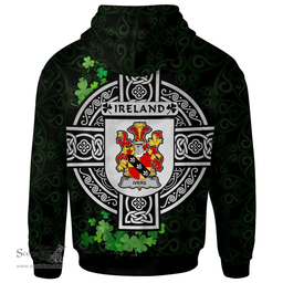 ScotsTee Shop Irish Ivers Coat of Arms Irish Hoodie Celtic Ireland Coat Of Arms Badge Pewter Harp Pin