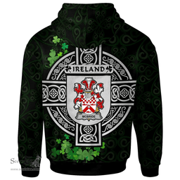 ScotsTee Shop Irish McBride or MacBride Coat of Arms Irish Hoodie Celtic Ireland Coat Of Arms Badge Pewter Harp Pin