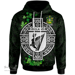 ScotsTee Shop Irish McCurdy or Curdy Coat of Arms Irish Hoodie Celtic Ireland Coat Of Arms Badge Pewter Harp Pin
