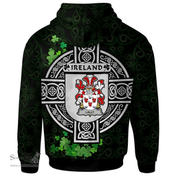 ScotsTee Shop Irish Lally or O'Mullally Coat of Arms Irish Hoodie Celtic Ireland Coat Of Arms Badge Pewter Harp Pin