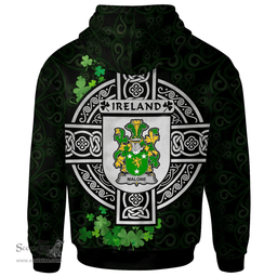 ScotsTee Shop Irish Malone or O'Malone Coat of Arms Irish Hoodie Celtic Ireland Coat Of Arms Badge Pewter Harp Pin