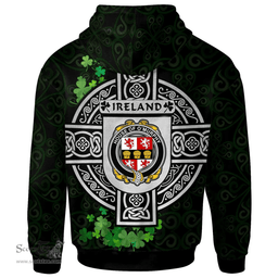 ScotsTee Shop Irish House of O'MURPHY (Muskerry) Coat of Arms Irish Hoodie Celtic Ireland Coat Of Arms Badge Pewter Harp Pin