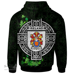 ScotsTee Shop Irish Marlay or O'Marley Coat of Arms Irish Hoodie Celtic Ireland Coat Of Arms Badge Pewter Harp Pin