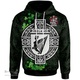 ScotsTee Shop Irish Litton Coat of Arms Irish Hoodie Celtic Ireland Coat Of Arms Badge Pewter Harp Pin