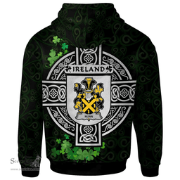 ScotsTee Shop Irish Nunn Coat of Arms Irish Hoodie Celtic Ireland Coat Of Arms Badge Pewter Harp Pin