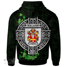ScotsTee Shop Irish Ramsden Coat of Arms Irish Hoodie Celtic Ireland Coat Of Arms Badge Pewter Harp Pin