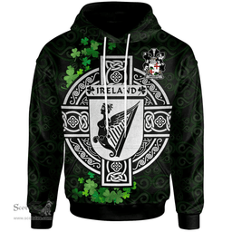 ScotsTee Shop Irish Kellett Coat of Arms Irish Hoodie Celtic Ireland Coat Of Arms Badge Pewter Harp Pin