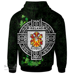 ScotsTee Shop Irish Powell Coat of Arms Irish Hoodie Celtic Ireland Coat Of Arms Badge Pewter Harp Pin