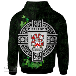 ScotsTee Shop Irish McRory or McCrory Coat of Arms Irish Hoodie Celtic Ireland Coat Of Arms Badge Pewter Harp Pin