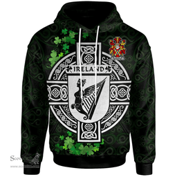 ScotsTee Shop Irish Prendergast Coat of Arms Irish Hoodie Celtic Ireland Coat Of Arms Badge Pewter Harp Pin