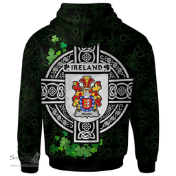 ScotsTee Shop Irish Meara or O'Mara Coat of Arms Irish Hoodie Celtic Ireland Coat Of Arms Badge Pewter Harp Pin