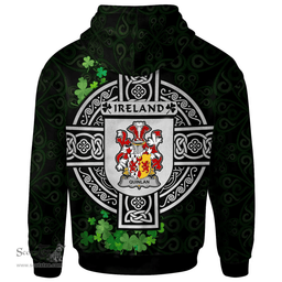 ScotsTee Shop Irish Quinlan or O'Quinlevan Coat of Arms Irish Hoodie Celtic Ireland Coat Of Arms Badge Pewter Harp Pin