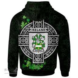 ScotsTee Shop Irish McKenna or Kennagh Coat of Arms Irish Hoodie Celtic Ireland Coat Of Arms Badge Pewter Harp Pin