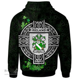 ScotsTee Shop Irish Mallin or O'Mallan Coat of Arms Irish Hoodie Celtic Ireland Coat Of Arms Badge Pewter Harp Pin