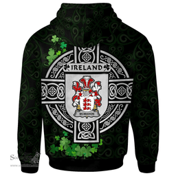 ScotsTee Shop Irish McMahon or McMahan Coat of Arms Irish Hoodie Celtic Ireland Coat Of Arms Badge Pewter Harp Pin